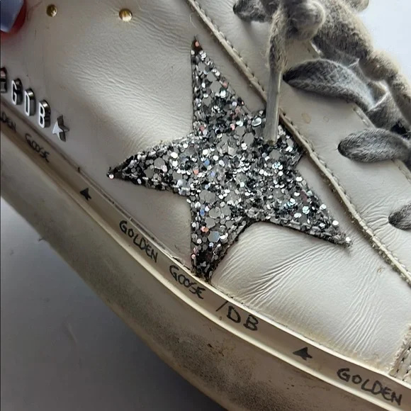 Golden Goose White and Silver Sneakers - Picture 2 of 10